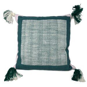 Anthropologie Pacey Throw Pillow Cushion Tassels Boho Chic Green Pink Woven